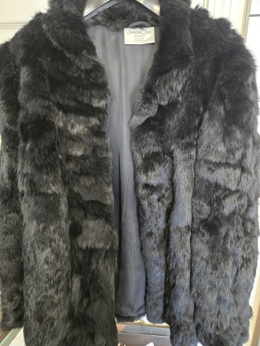 Women's Black Rabbit Fur Coat